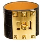 Hermes Black Alligator Kelly Dog Extreme Bracelet