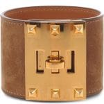 Hermes Tan Suede Kelly Dog Extreme Bracelet