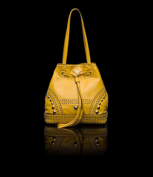 prada studded bucket bag