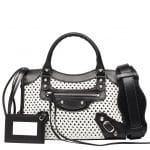 Balenciaga White/Black Weaving Classic Mini City Bag