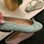 Chanel Light Blue Quilted Ballet Flats