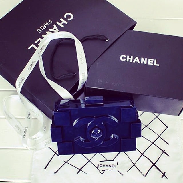 crystal chanel purse shaped like a lego