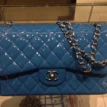 Chanel Turquoise Patent Classic Jumbo Flap Bag