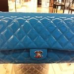 Chanel Turquoise Patent Envelope Clutch Bag