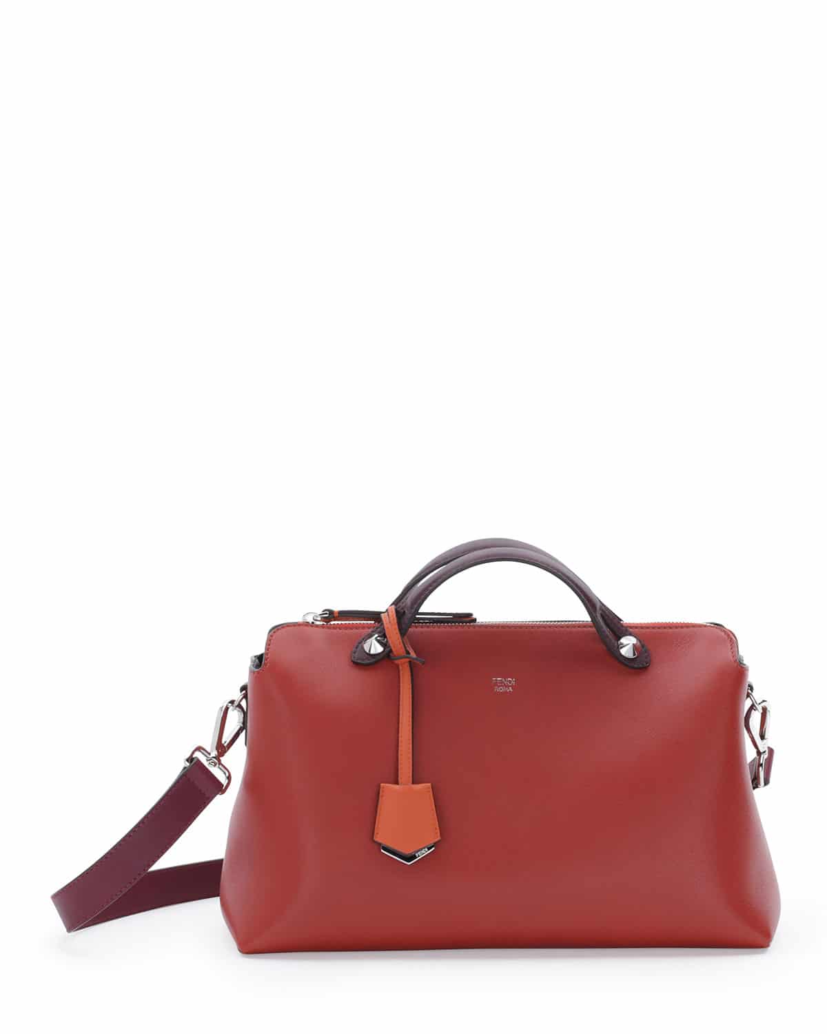 fendi by the way 2way boston 869382 white leather shoulder