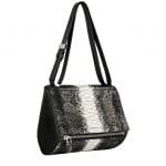 Givenchy Black and White Shearling Python Pandora Box Medium Bag