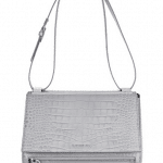 Givenchy Gray Croc Embossed Pandora Box Medium Bag
