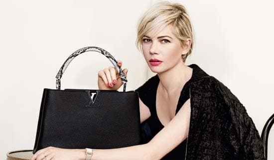 Michelle Williams with Black Capucines Tote Bag with Python Handles