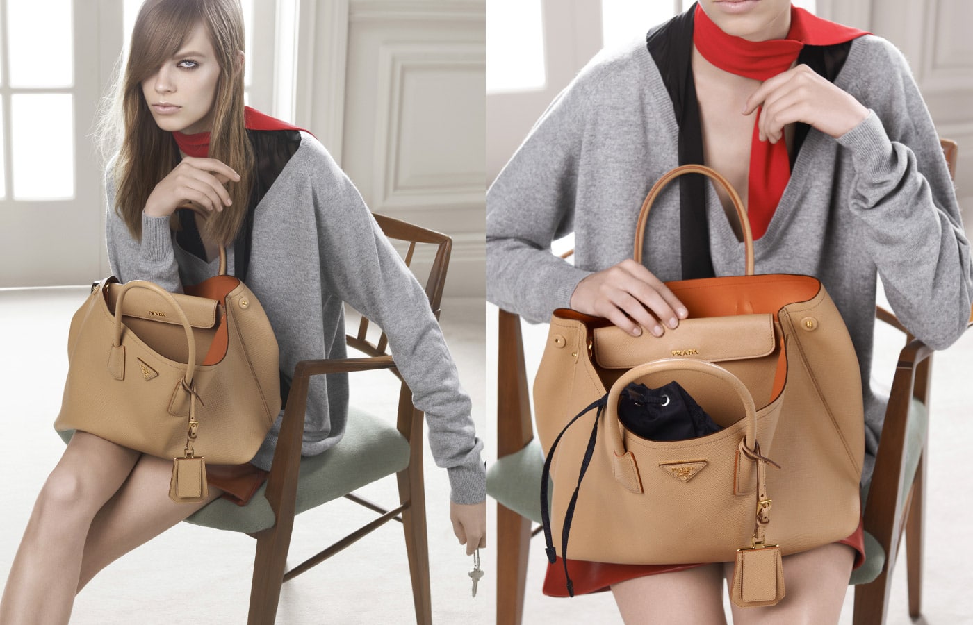 Prada Prefall 2014 Ad Campaign featuring Double Bag