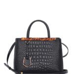 Fendi Black Croc Stitched 2Jours Mini Bag