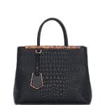 Fendi Black Croc Stitched 2Jours Tote Bag