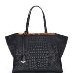 Fendi Black Croc Stitched 3Jours Tote Bag