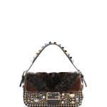 Fendi Black Embellished Fur Baguette Bag