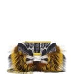 Fendi Black/White/Yellow Fur and Leopard Print Calf Hair Be Baguette Bag
