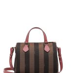 Fendi Brown/Pink Pequin Boston Small Bag