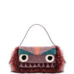 Fendi Purple Multicolor Shearling Fur Monster Baguette Bag