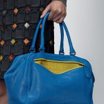 Bottega Veneta Signal Blue New Chartreuse Madras Heritage Brera Bag - Pre-Fall 2014