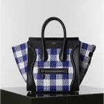 Celine Blue and White Gingham Mini luggage Tote Bag - Winter 2014