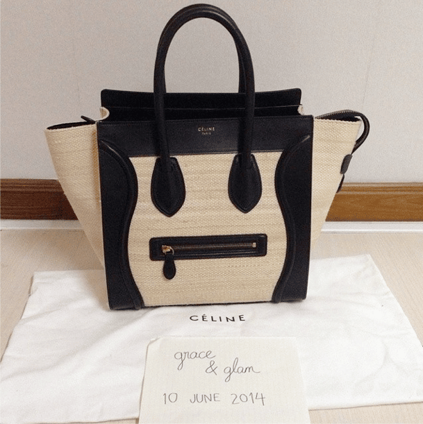 Celine Canvas with Black Leather Mini Luggage Bag - Prefall 2014