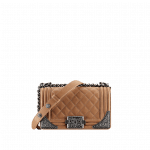 Chanel Beige Small Boy with Embellished Sides Bag - Prefall 2014