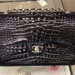 Chanel Black Croc Classic Flap Jumbo Bag