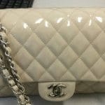 Chanel Ivory Patent Classic Flap Medium Bag
