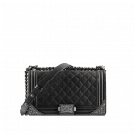 Chanel Medium Black Boy Flap Bag with Embellished Sides - Prefall 2014