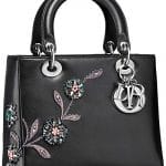 Dior Black Floral Embellished Lady Dior Bag - Fall 2014