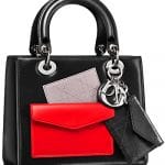 Dior Black/Red Lady Dior Bag with Front Pocket - Fall 2014