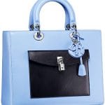 Dior Light Blue/Black Lady Dior with Front Pocket Bag - Fall 2014