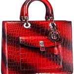 Dior Red Stripes Croc Lady Dior with Front Pocket Bag - Fall 2014