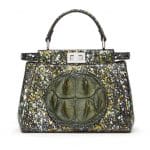 Fendi Black Multi Color Paint Splatter Print Peekaboo Mini bag