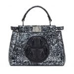 Fendi Black/Gray Paint Splatter Print Peekaboo Mini Bag