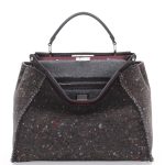 Fendi Gray Multicolor Felt/Shearling Peekaboo Large Bag