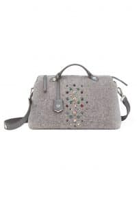 Fendi Gray Shearling with Embellishments By The Way Bag