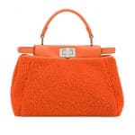 Fendi Orange Shearling Peekaboo Mini Bag