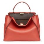 Fendi Red/Taupe Peekaboo Large Bag