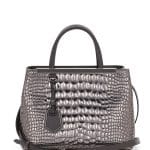 Fendi Silver Mirror Croc Print 2Jours Mini Tote Bag