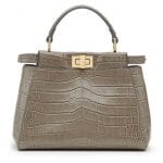 Fendi Taupe Crocodile Peekaboo Mini Bag