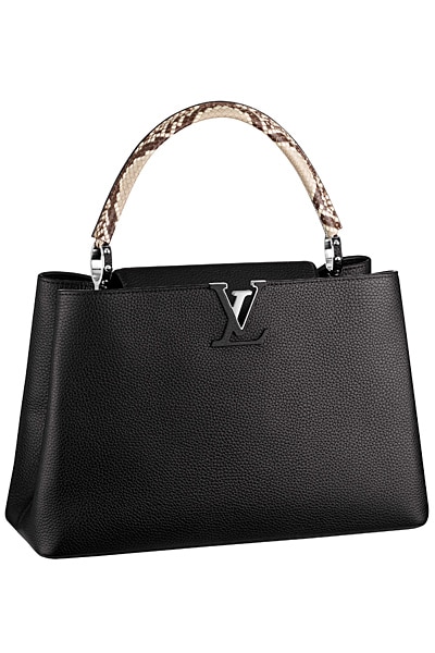 LOUIS VUITTON GREY CAPUCINES with PYTHON HANDLE BB HAND BAG