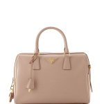 Prada Beige Saffiano Lux Bowler Bag