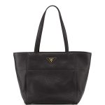 Prada Black Vitello Daino Shopper Tote Small Bag