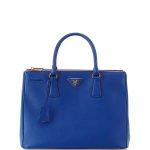 Prada Blue Saffiano Double-Zip Tote Bag