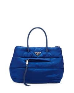 Prada Blue Tessuto Bomber Satchel Bag