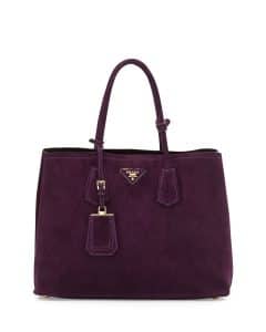 Prada Dark Purple Suede Double Bag