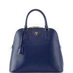 Prada Ink Blue Saffiano Vernice Promenade Bag