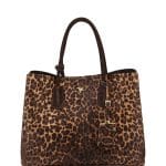 Prada Leopard Print Calf Hair Cavallino Double Bag