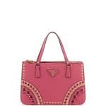 Prada Pink Multicolor Saffiano Tote with Metal Studs and Stones Bag