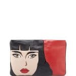 Prada Red Nappa Zip Girl Clutch Bag