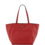 Prada Red Vitello Daino Shopper Tote Small Bag